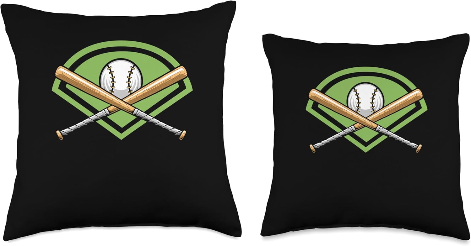 Baseball Bats Catcher Pitcher Throw Pillow 18x18 Multicolor