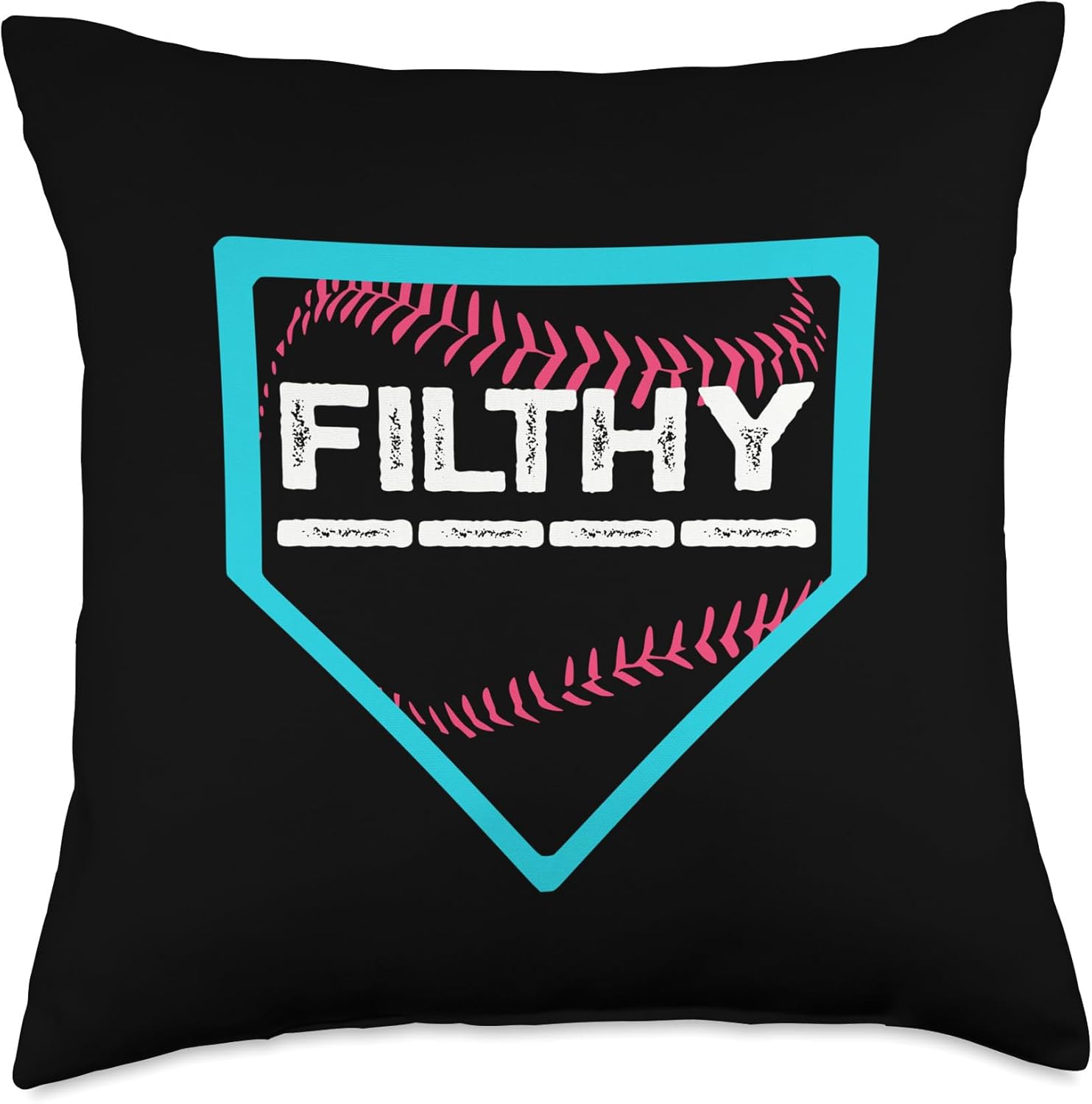 Funny Baseball Pitcher Filthy Home Plate Drip Throw Pillow 1