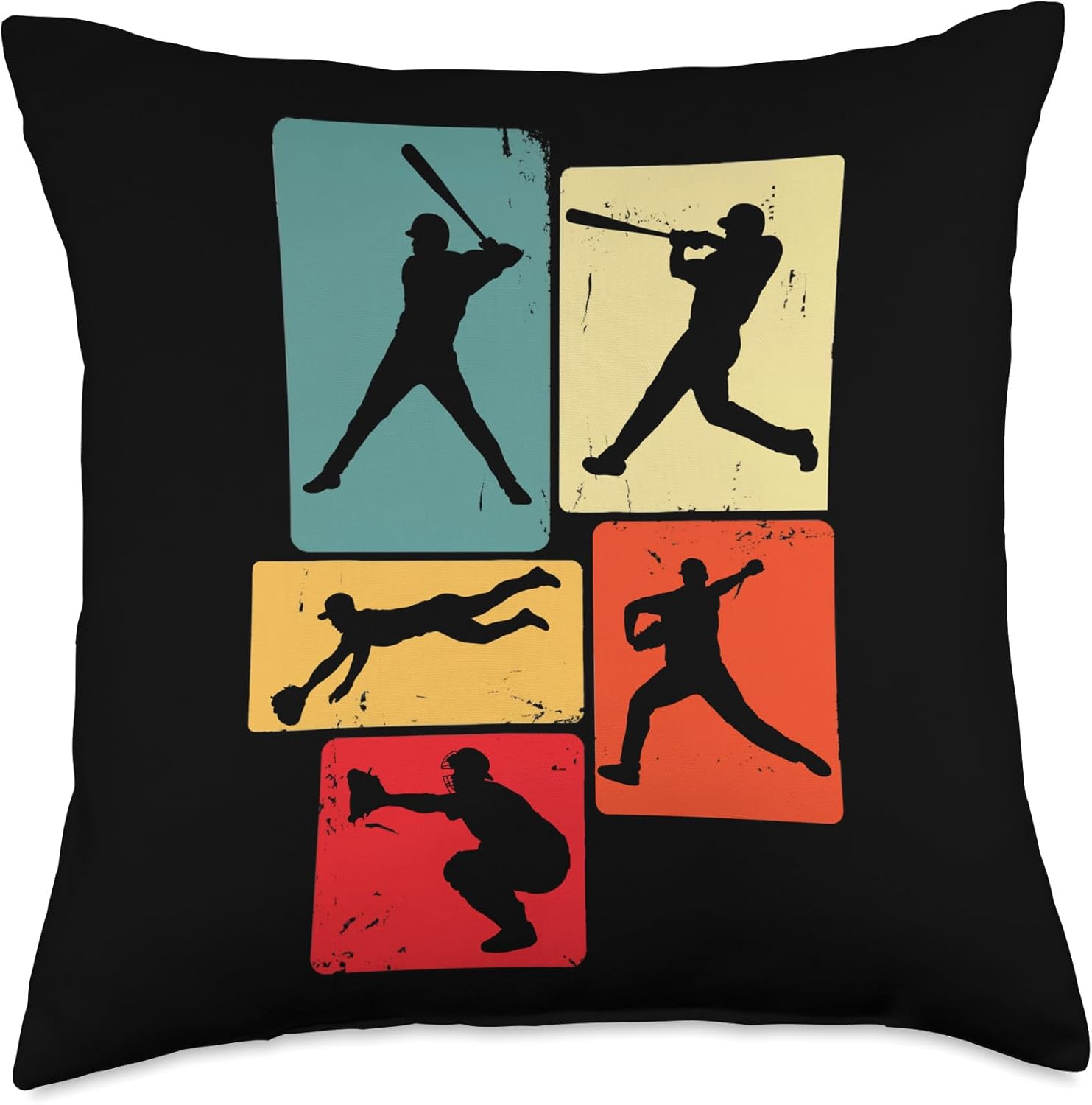 Vintage Baseball Throw Pillow Retro Design