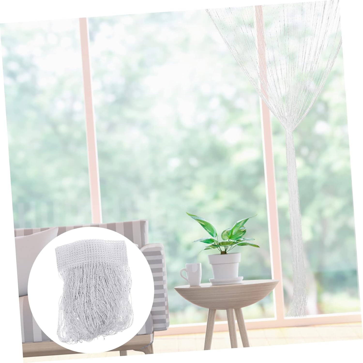 2pcs String Curtain Room Divider Elegant Tassel Door Curtain for Home Decor