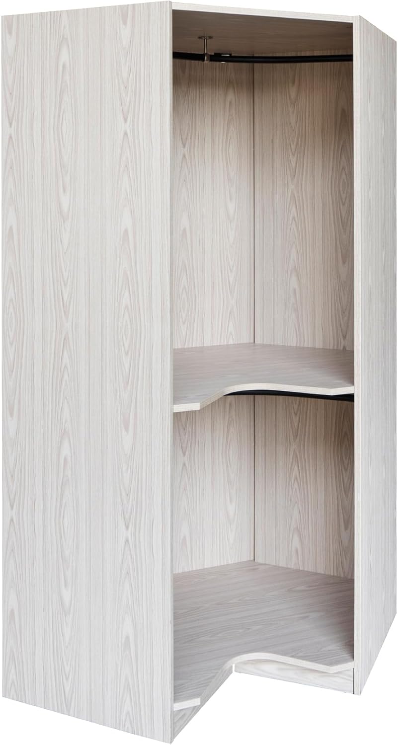Merax Corner Wardrobe Organizer with 2 Hanging Rails and Shelves