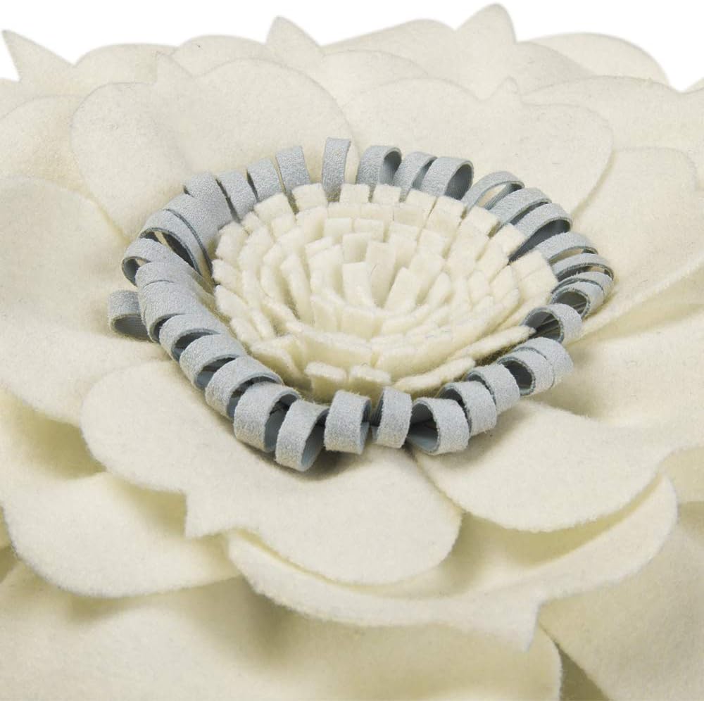 OiseauVoler 3D Flower Throw Pillow 13x13 Inch Handmade White Decor