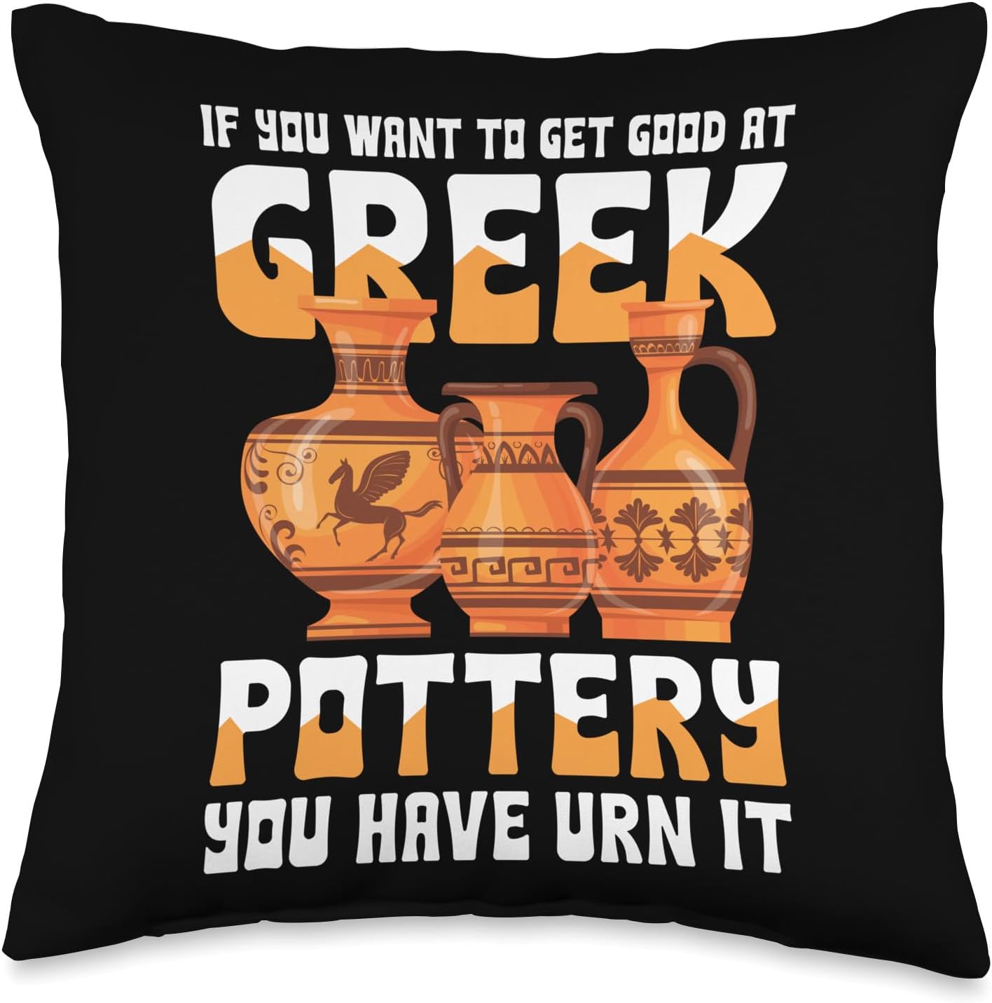 Greek Pottery Throw Pillow Craft 16x16 Multicolor