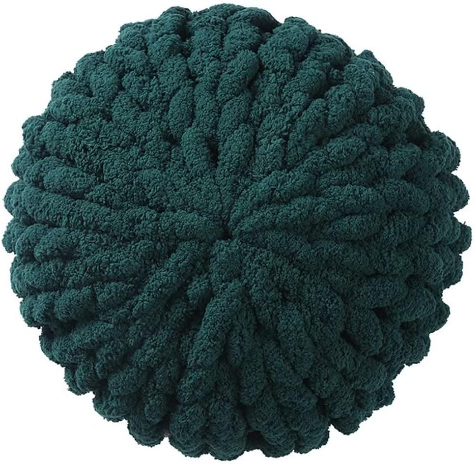 Chunky Chenille Throw Pillow with Insert - Dark Green 15x15x15
