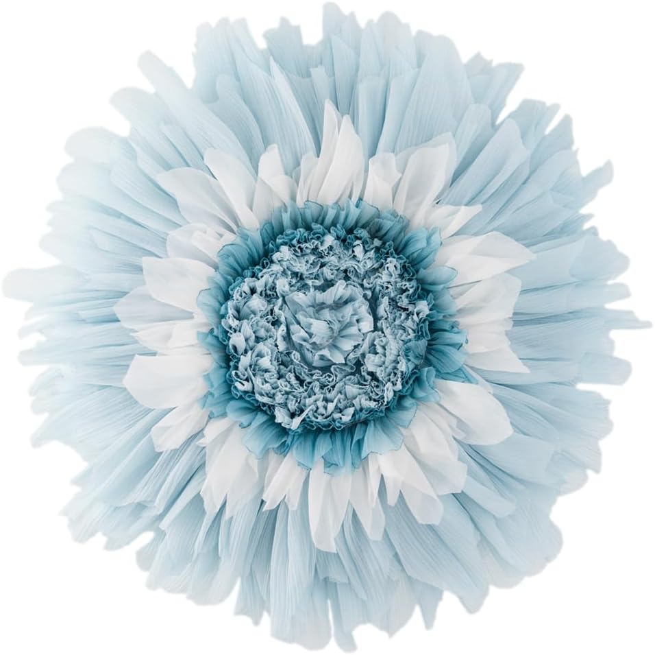 3D Flower Throw Pillow 14 inch Blue Velvet Decor