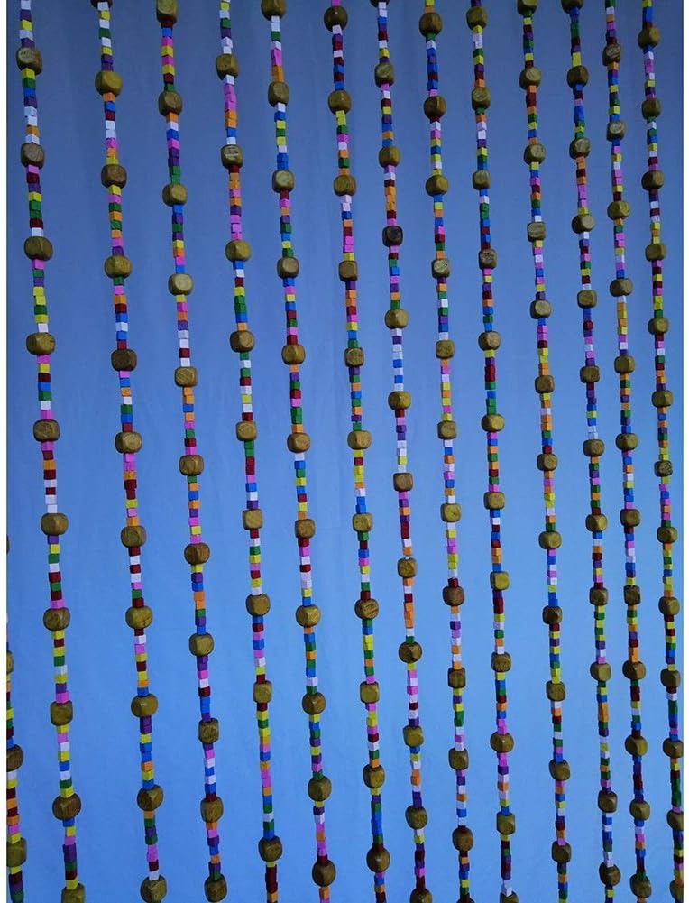 OKUOKA 45 Strands Wood Bead Door Curtain 90x220cm