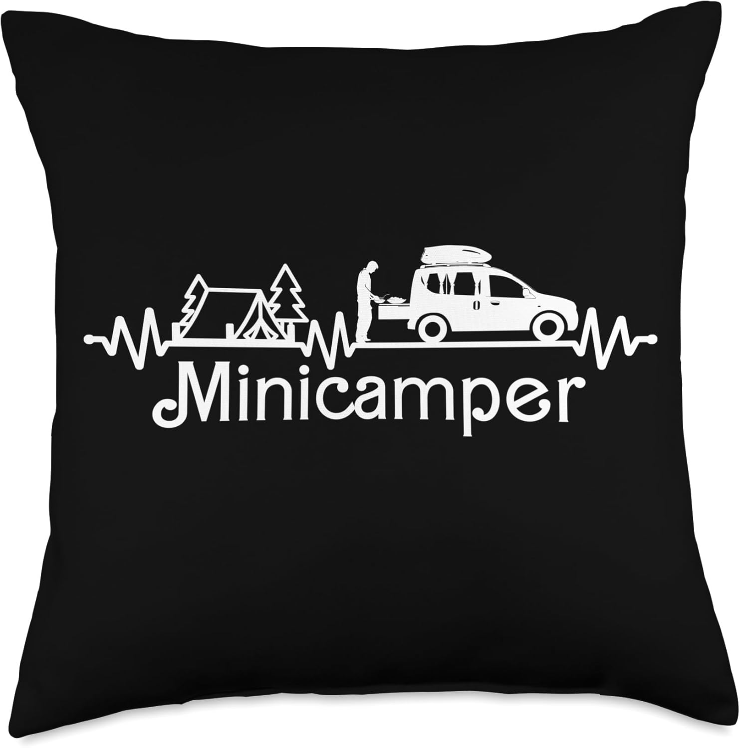 Camping Camper Throw Pillow for Travel Mobile Caravan Minicamper