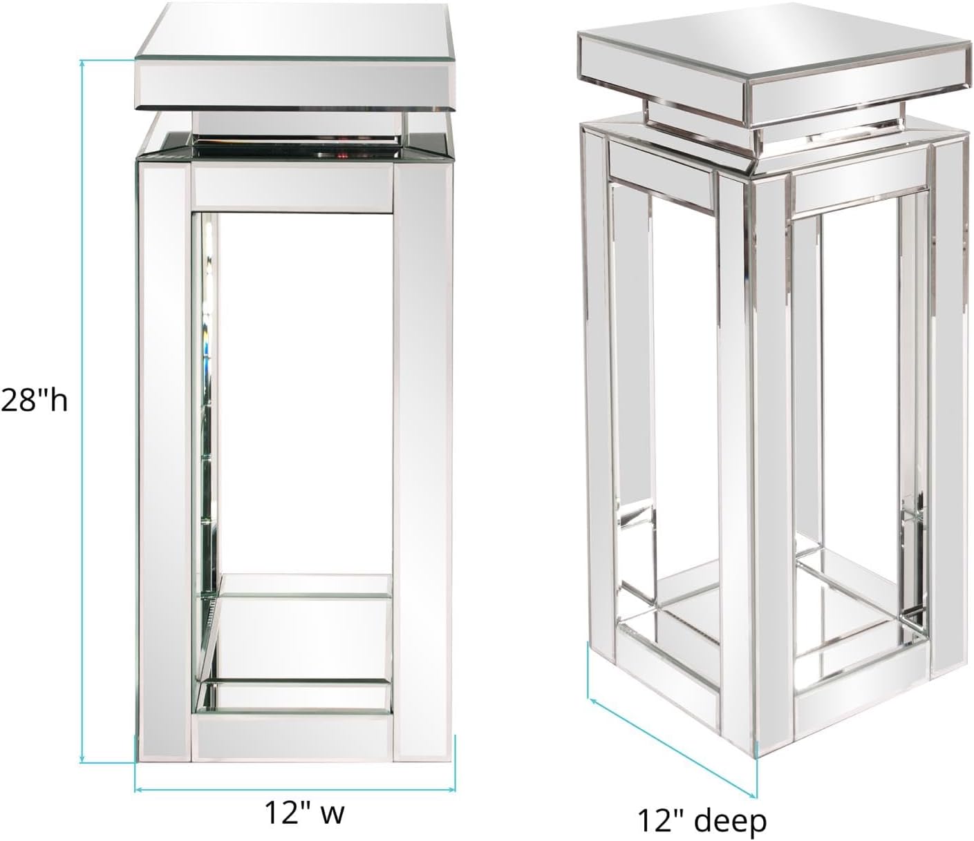 Howard Elliott Small Silver Mirrored Pedestal Accent Table