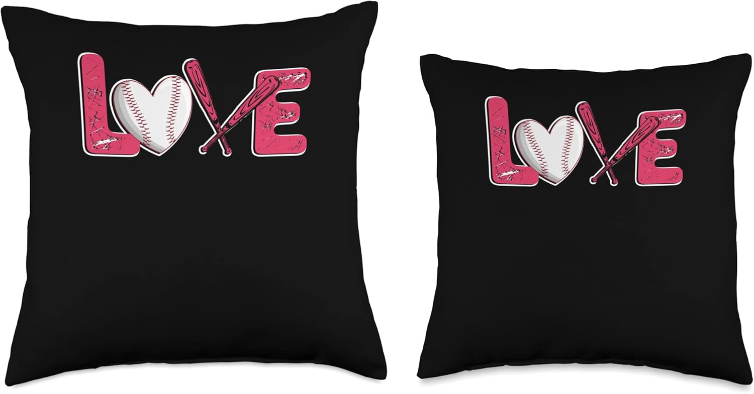 Love Baseball Pitcher Catcher Throw Pillow