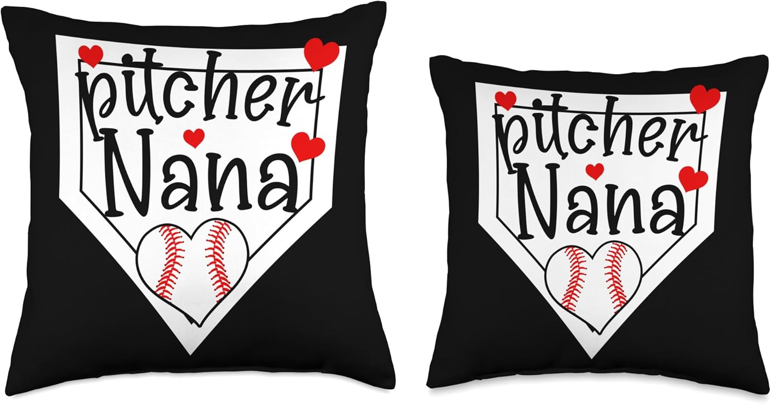 Baseball Pitcher Nana Grandma Mothers Day Throw Pillow 1