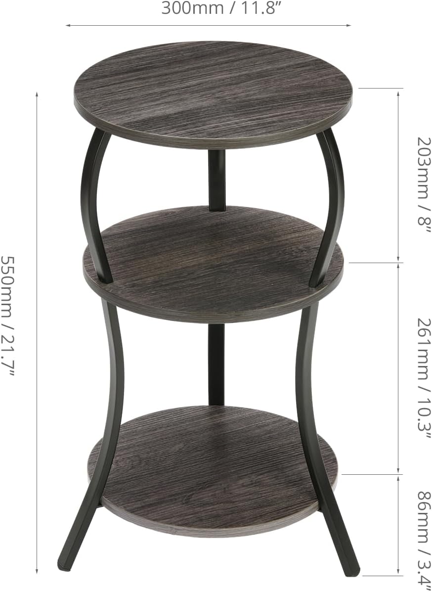 YEAKOO Vintage 3-Tier Round End Table for Small Spaces