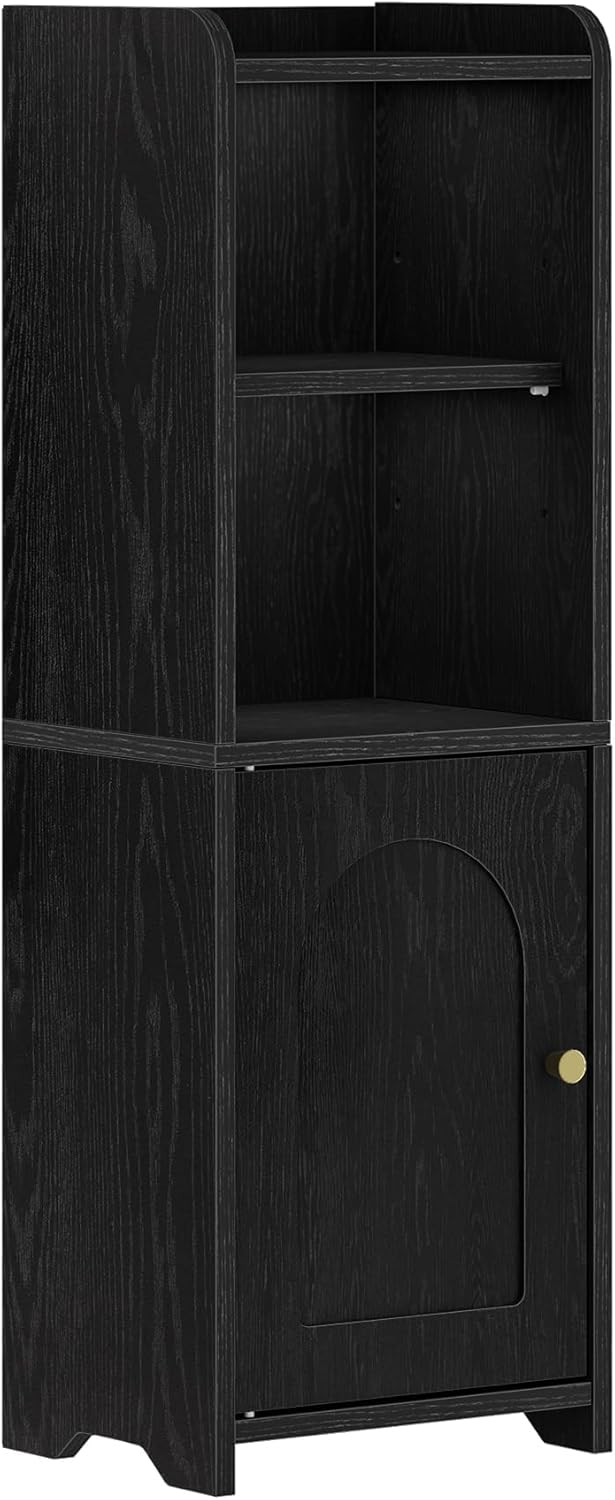 Bathroom Storage Cabinet with Arched Doors and Adjustable Shelves Black BC29704X