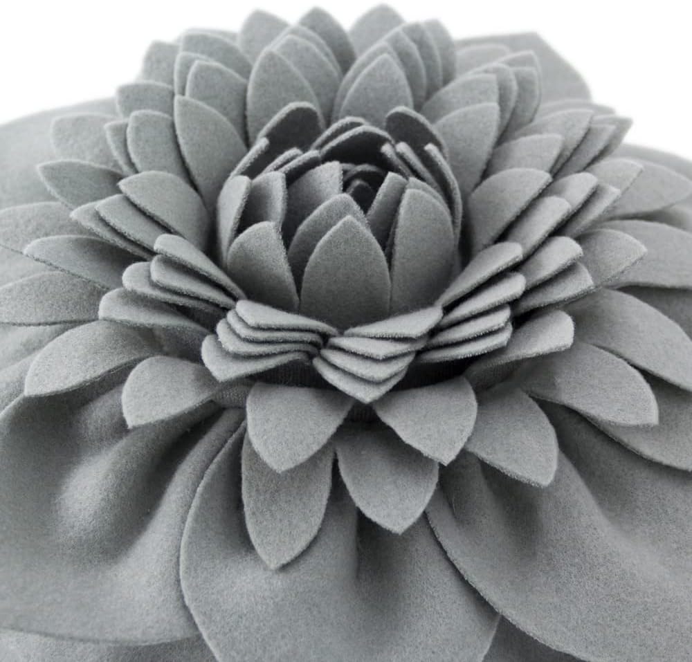 3D Flower Throw Pillow with Insert Gray 14 Inch