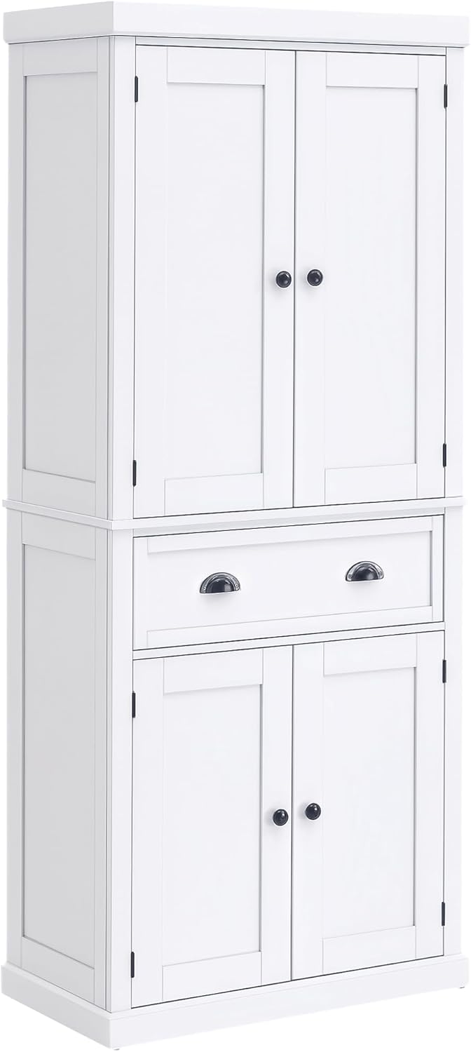HOMCOM 725 Inch Kitchen Pantry Cabinet with 4 Doors Drawer and 3 Adjustable Shelves