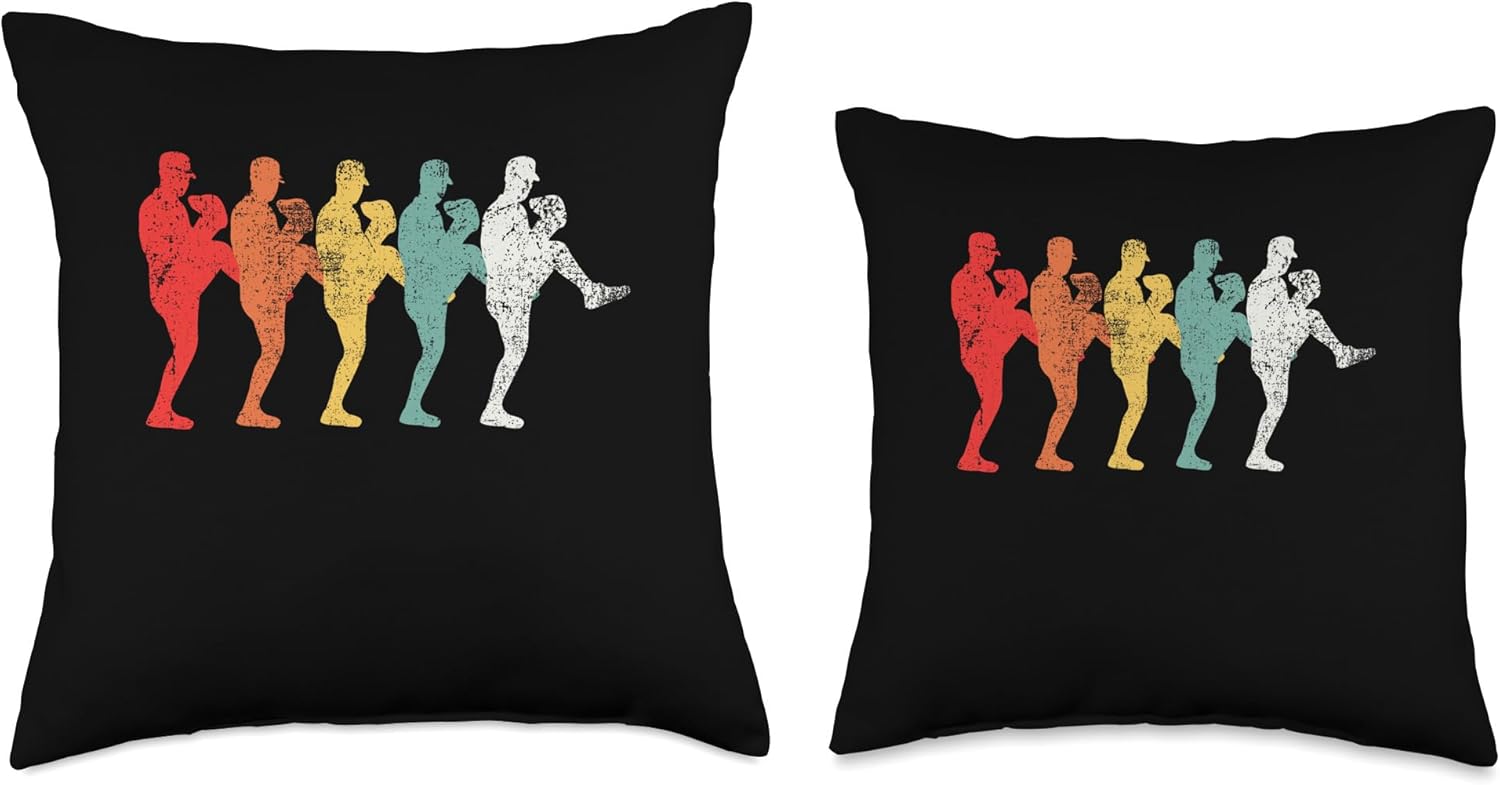 Baseball Pitcher Vintage Throw Pillow