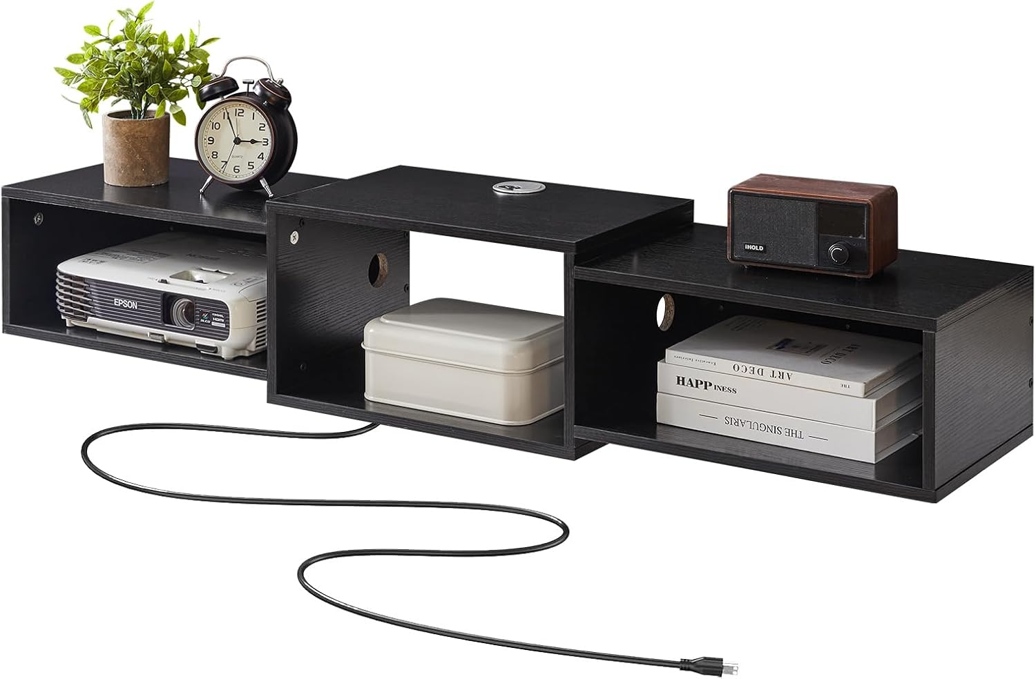 IBUYKE Floating TV Stand Wall Mounted with Power Outlet