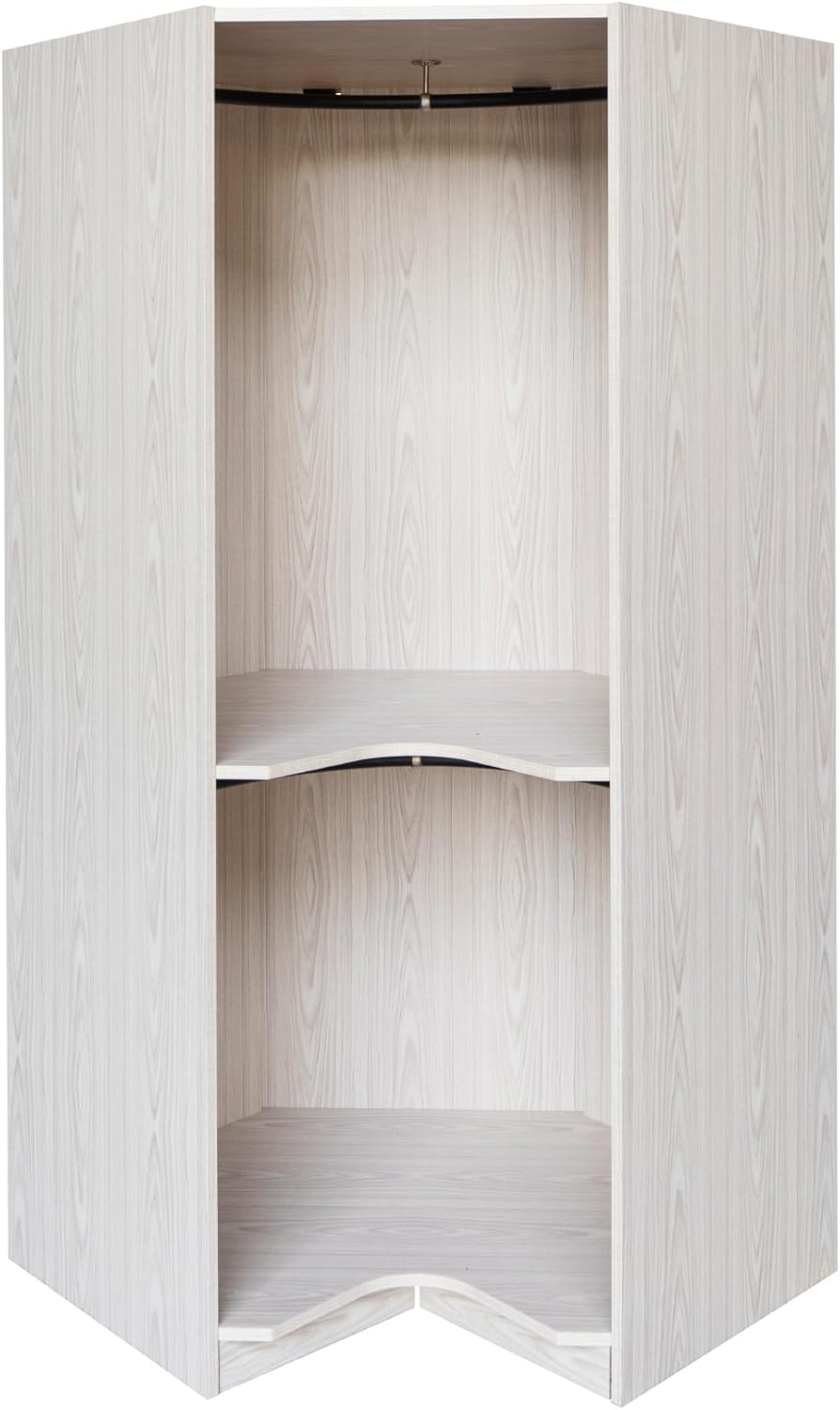 Merax Corner Wardrobe Organizer with 2 Hanging Rails and Shelves