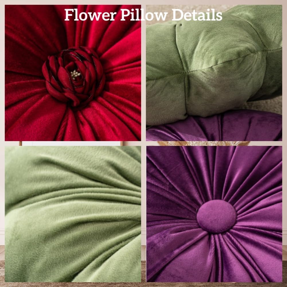 Flower Shaped Velvet Throw Pillow for Sofa and Home Decor