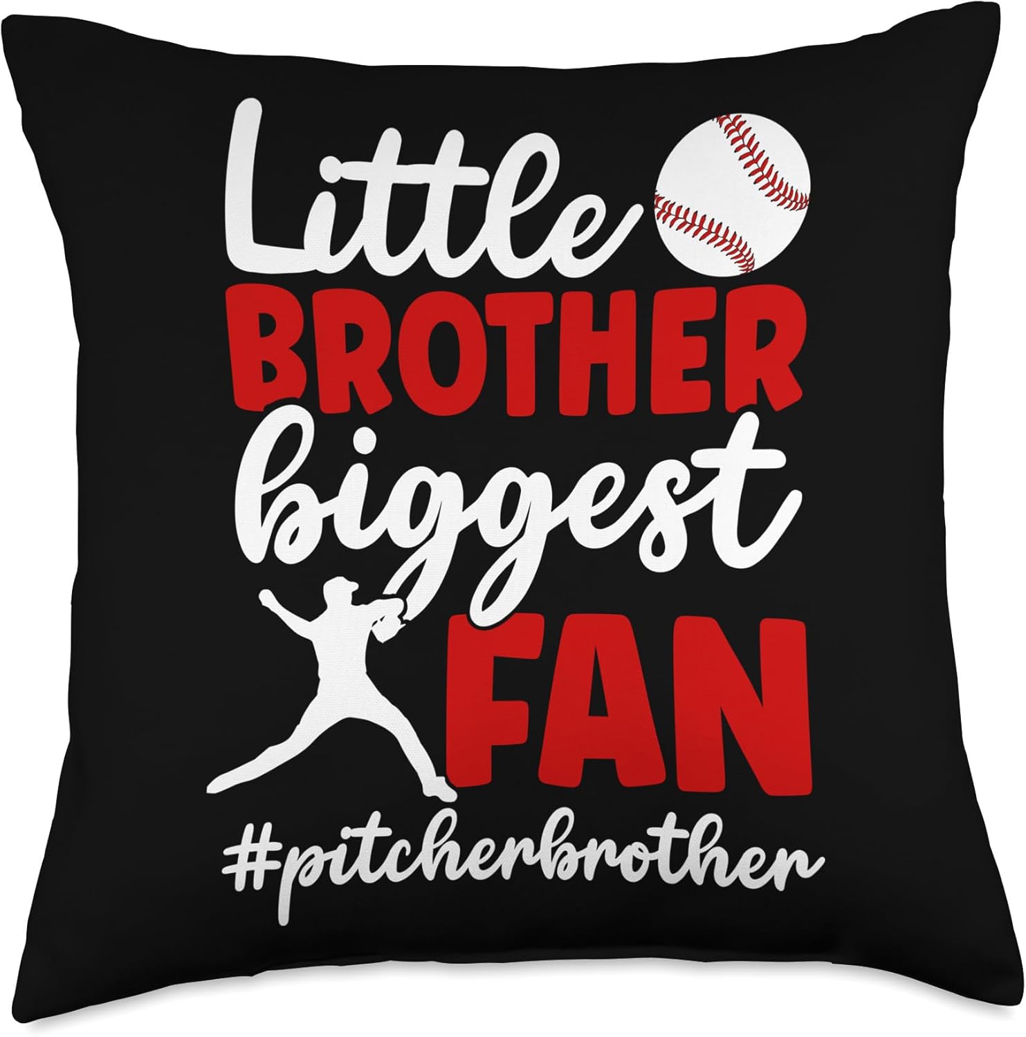 Little Brother Baseball Pitcher Throw Pillow 1
