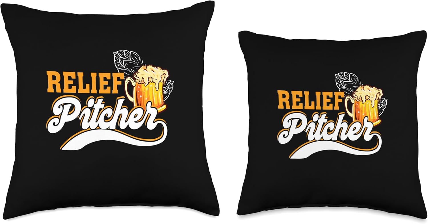 Relief Pitcher Beer and Baseball Minor League Throw Pillow