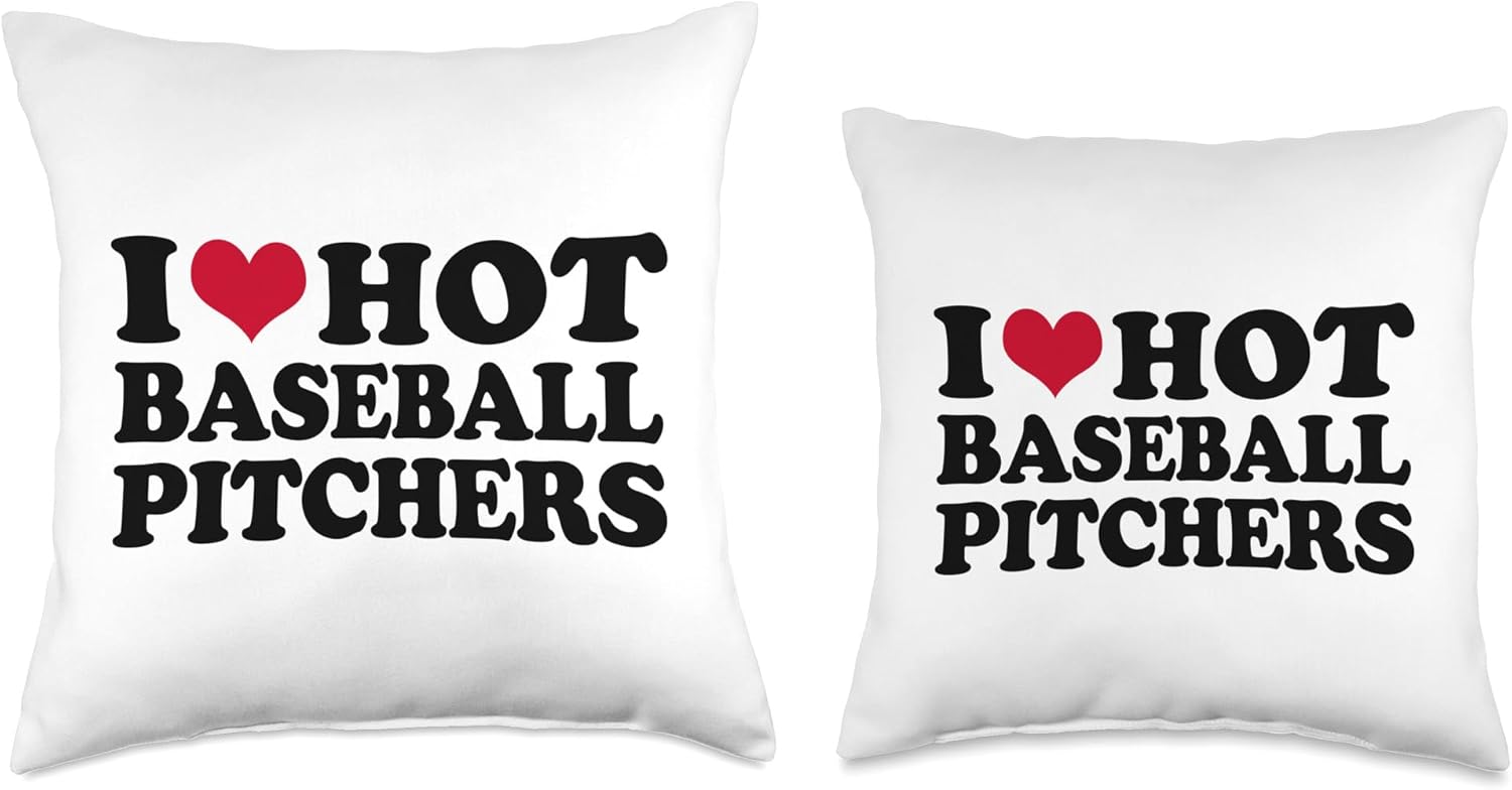 I Love Hot Baseball Pitchers Throw Pillow 18x18 Multicolor
