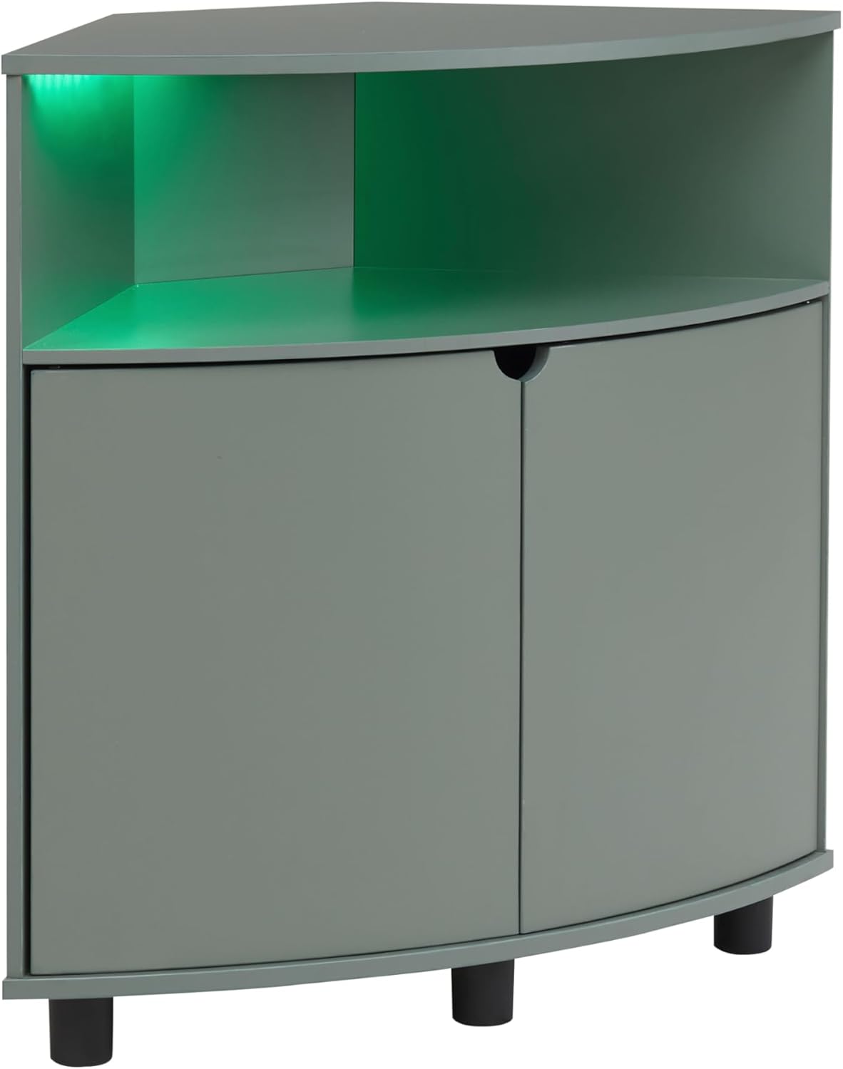 Berg Modern 31-inch LED Corner Cabinet with 2 Shelves 16 Colors USB Charge Cord Sage Green
