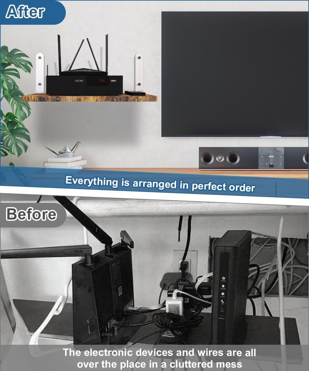 Ardier Wall-Mounted Projector Shelf Wooden Holder for 24 lbs