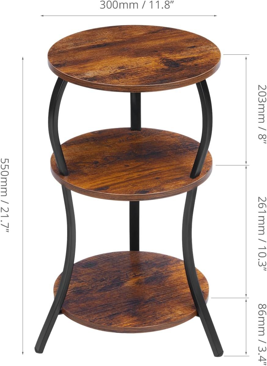 YEAKOO Vintage 3-Tier Round Side Table with Storage 1