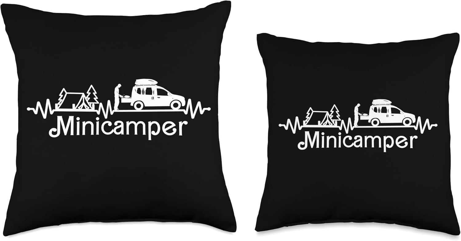Camping Camper Throw Pillow for Travel Mobile Caravan Minicamper