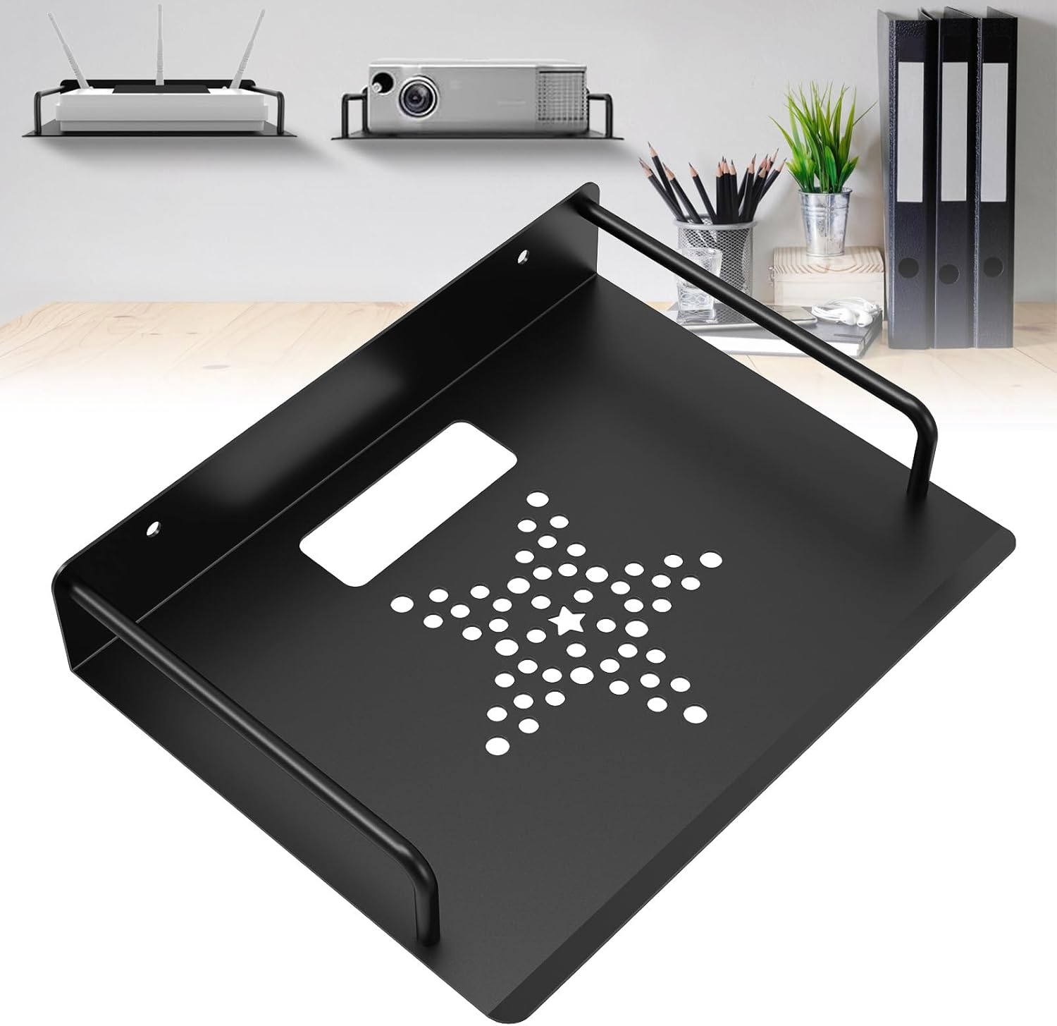 AIYOTAR Projector Shelf Wall Mount for Router Speaker Cable Box