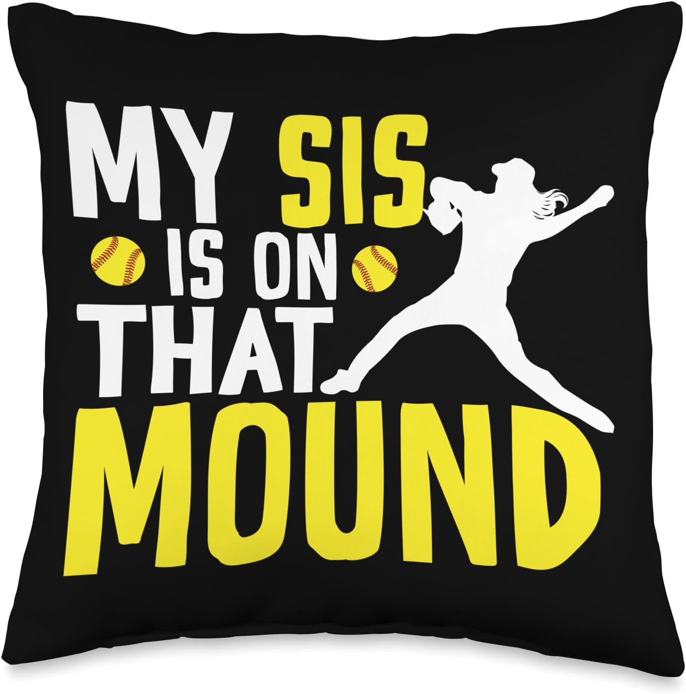 Proud Softball Pitcher Sister Throw Pillow