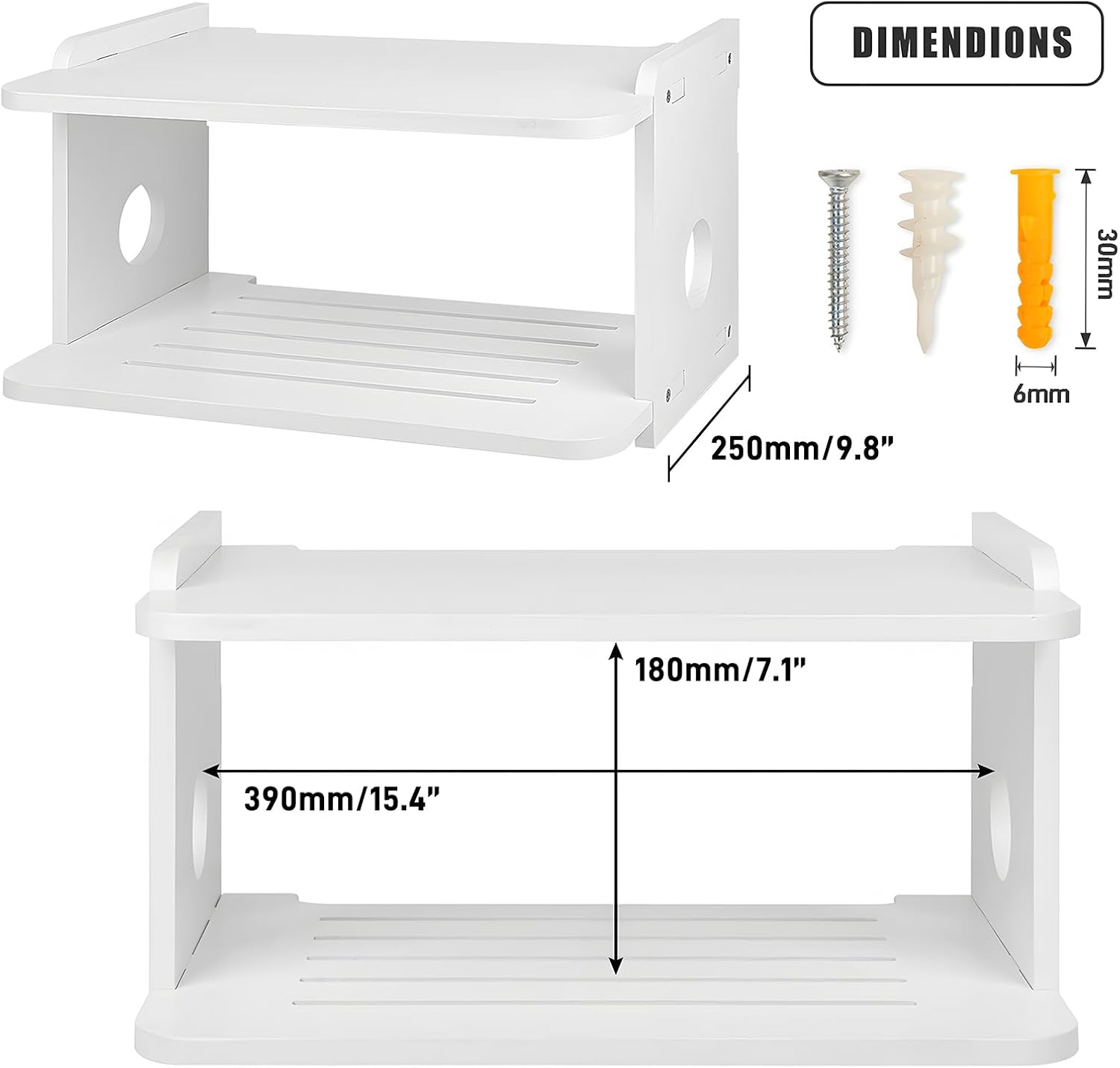 Projector Shelf with Cable Management and Router Storage