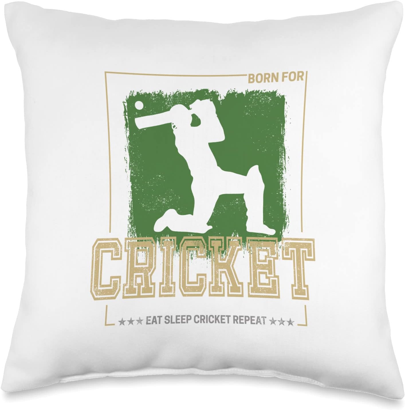 Cricket Batsman Vintage Throw Pillow for Coaches and Players