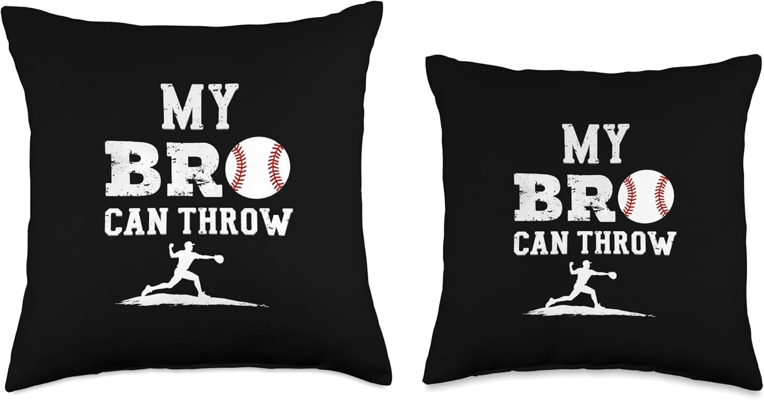 MY BRO CAN THROW Baseball Pitcher Throw Pillow 1