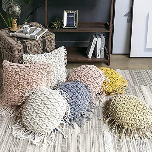 Phantoscope Cotton Boho Throw Pillow with Tassel