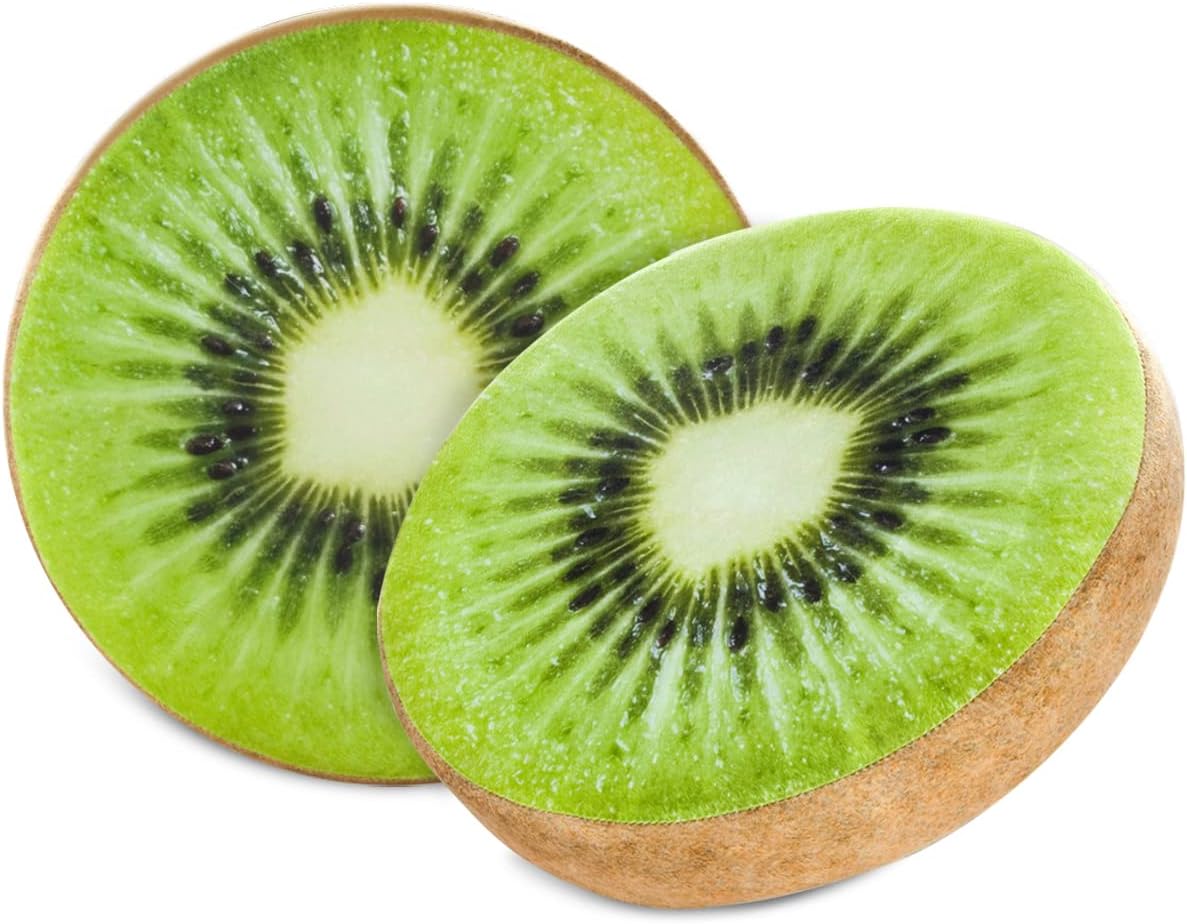 HYSEAS 14 Inch Round Throw Pillow Kiwi 3D Print Design 2 Pack