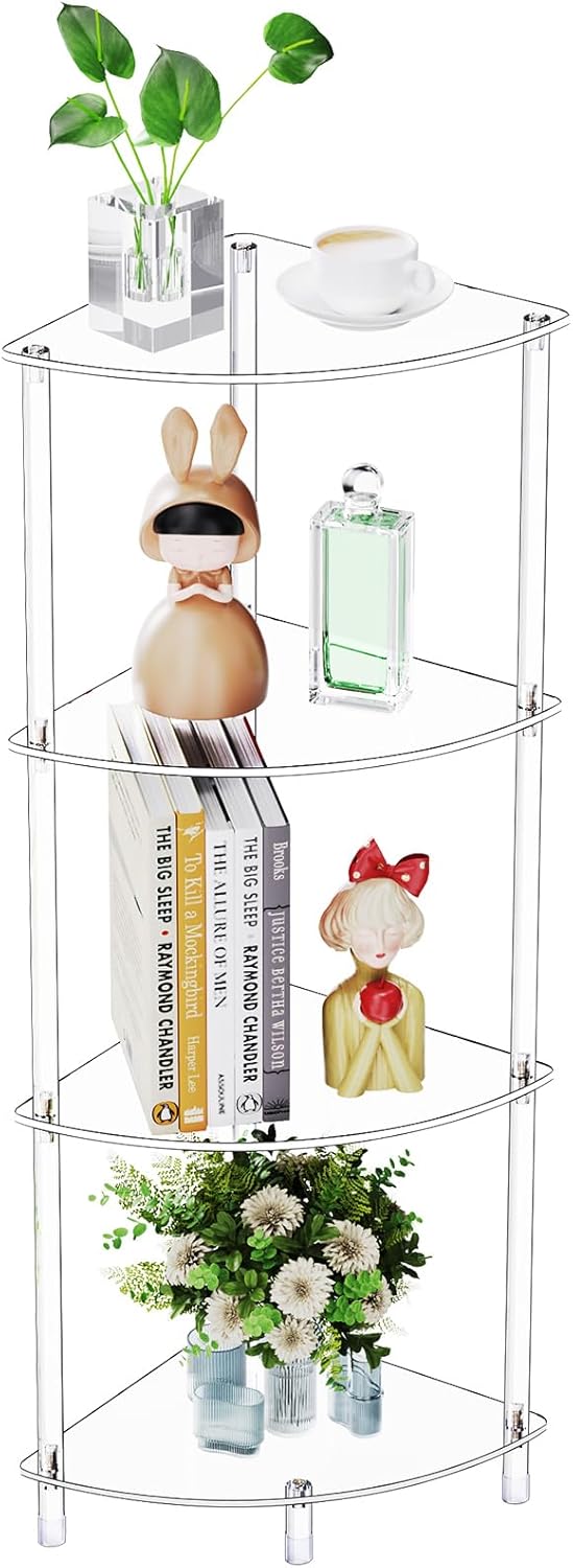 Clear Acrylic Triangle Side Table with 4 Tiers