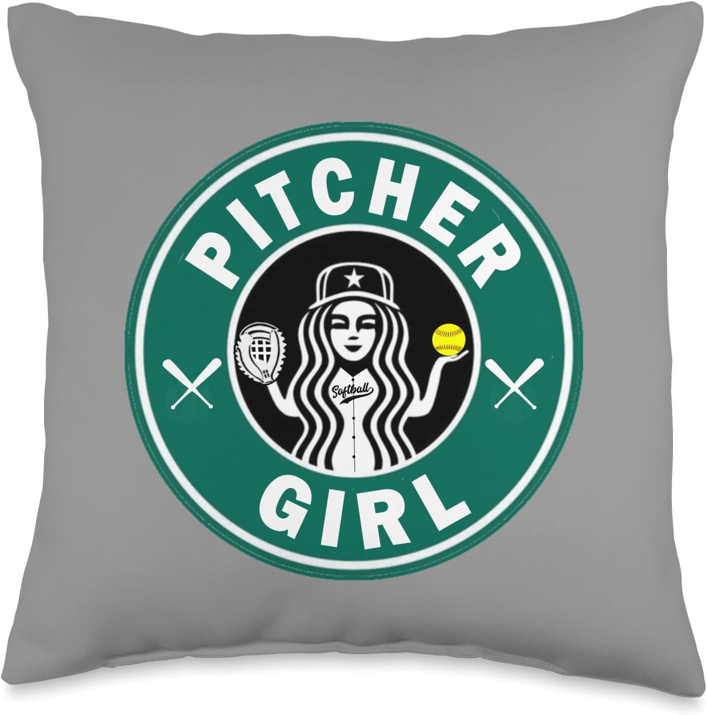 Softball Pitcher Throw Pillow for Girls Teen Fast Pitch Team Decor