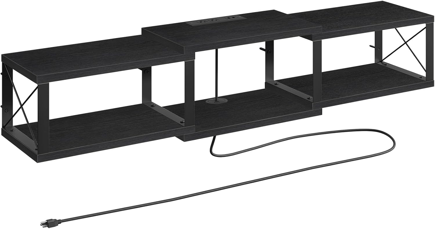 Floating TV Stand with Power Outlet and Storage