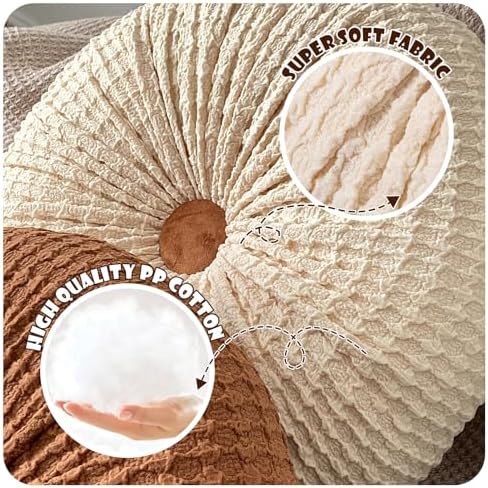 Round Throw Pillow 16 Inches Ivory Boho Decorative