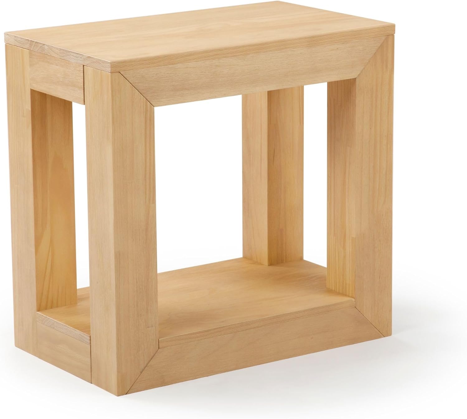 PlankBeam Modern Rectangular Side Table with Shelf