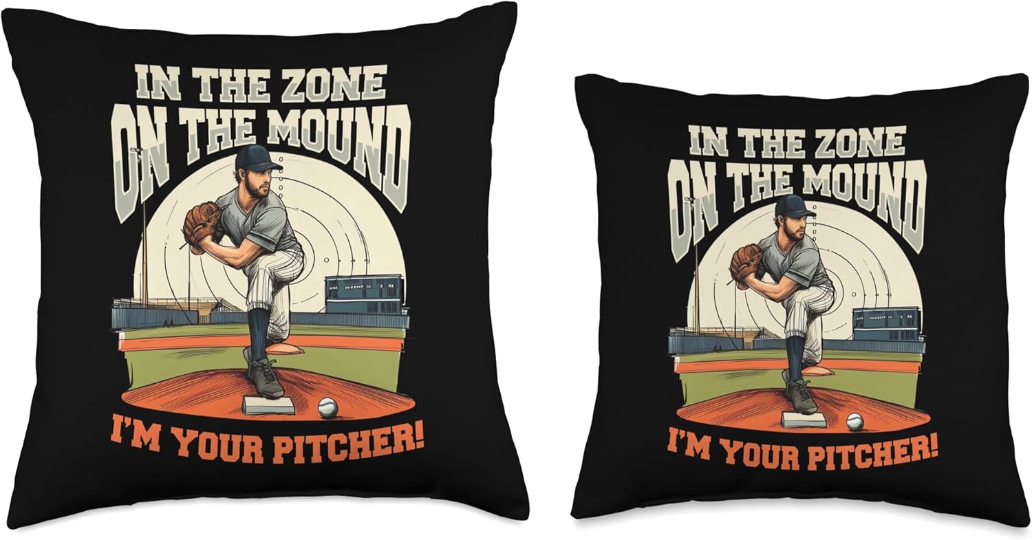 Precision Pitching Baseball Throw Pillow 16x16 Multicolor