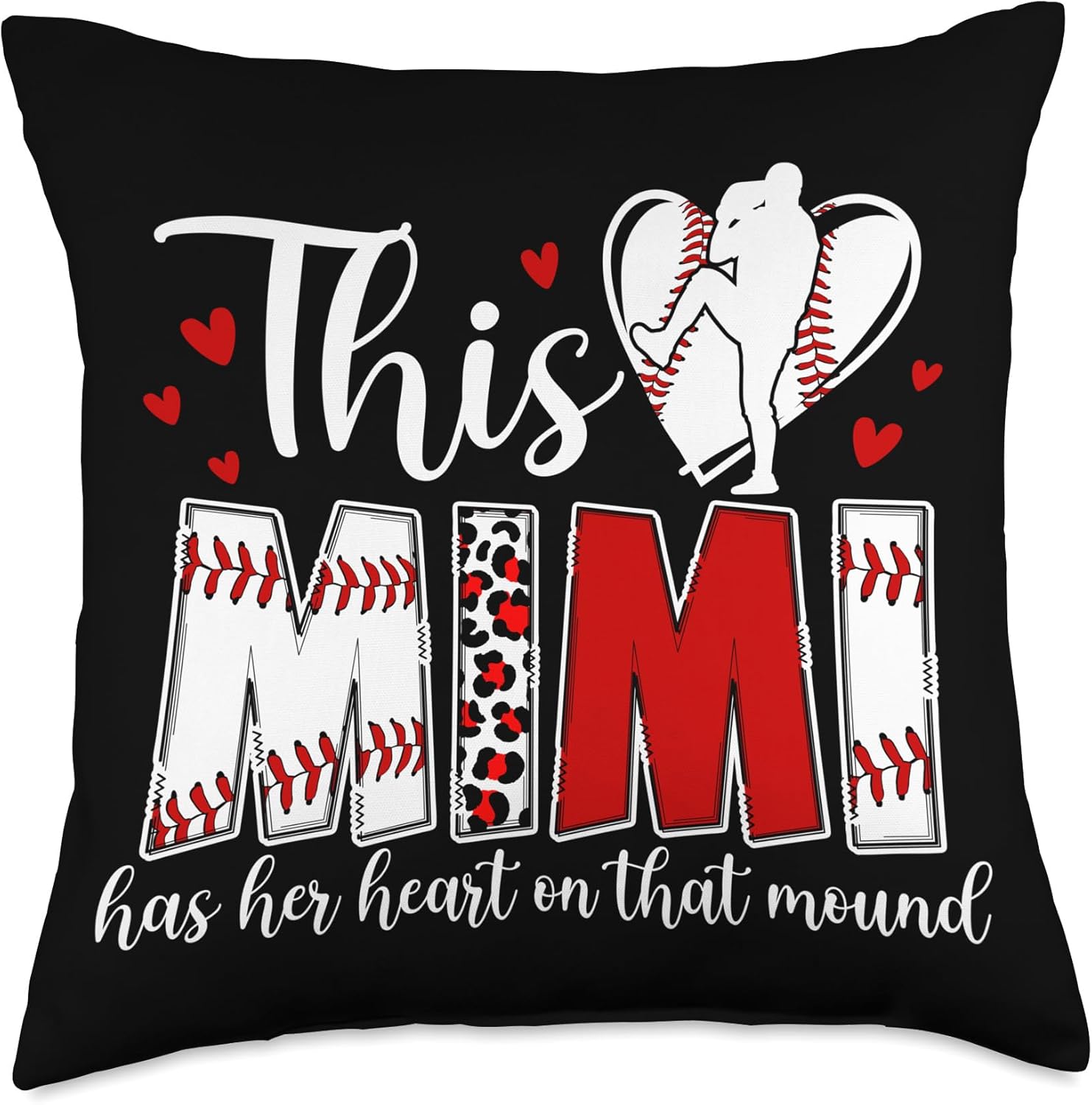 Proud Baseball Pitcher Mimi Throw Pillow 1