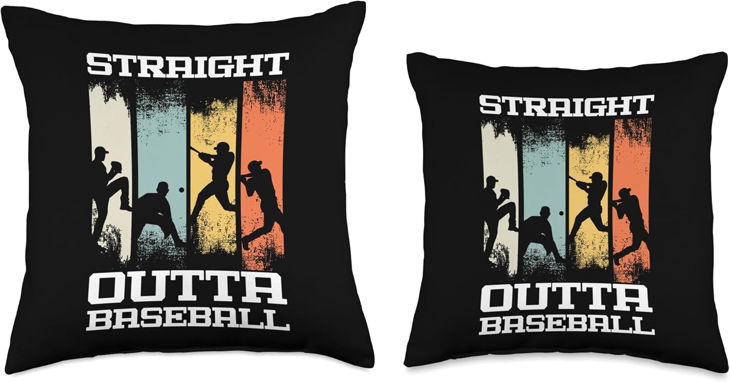 Straight Outta Baseball Pitcher Catcher Throw Pillow
