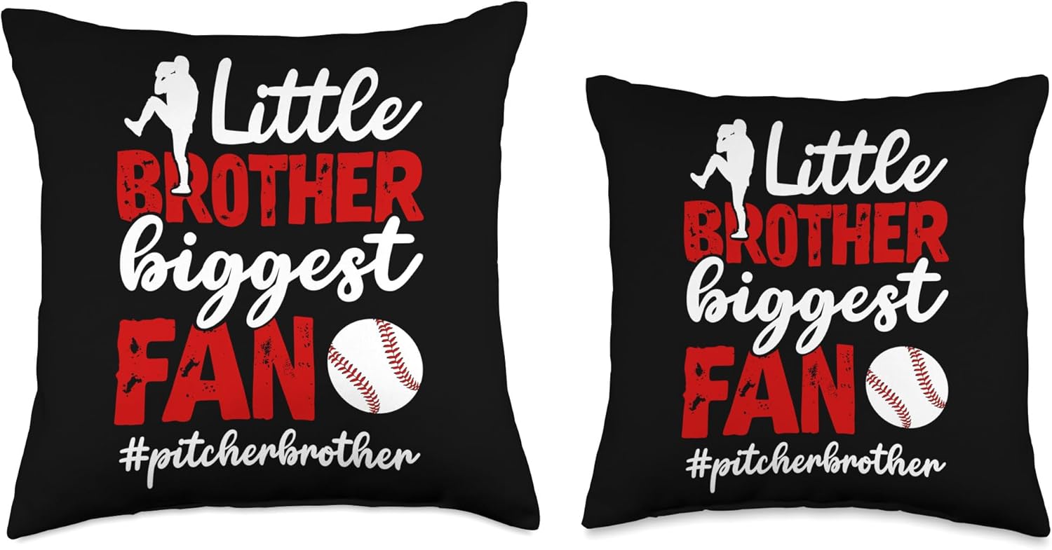 Little Brother Baseball Pitcher Throw Pillow