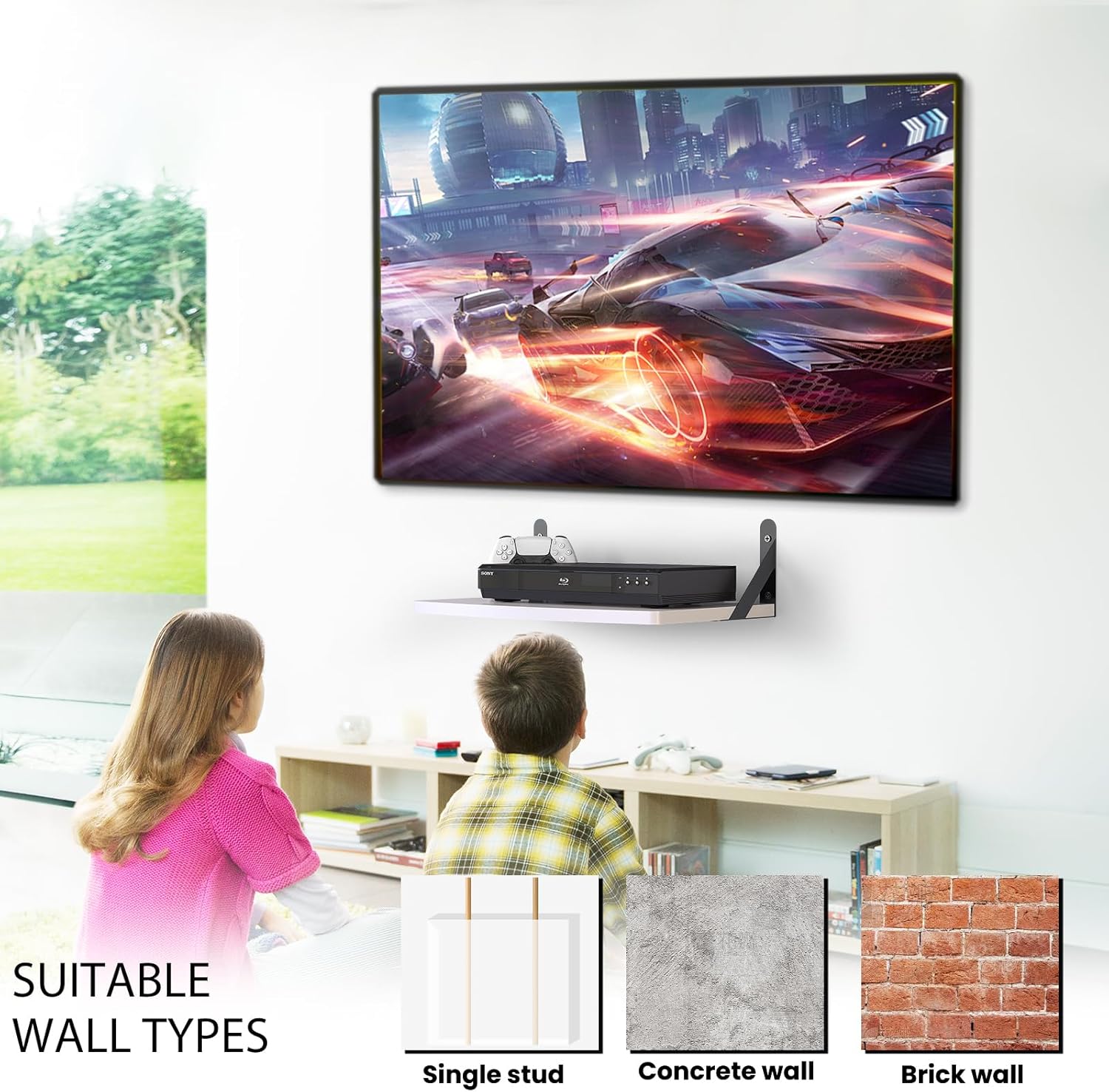 Floating Entertainment Center Shelf with Cable Management