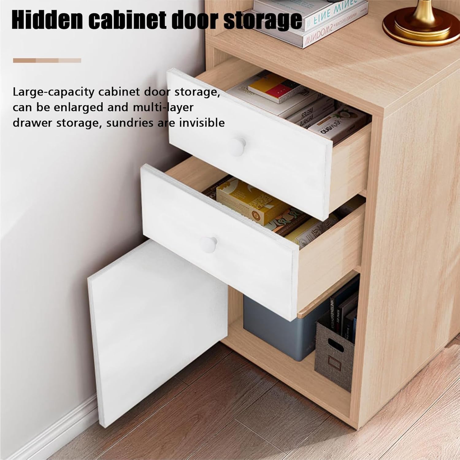 Washranp Tall Corner Cabinet with Open Shelves and Drawer