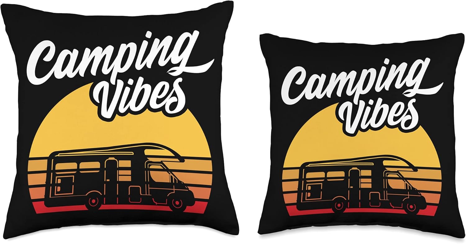 Camping Vibes Throw Pillow with Funny Sayings 1