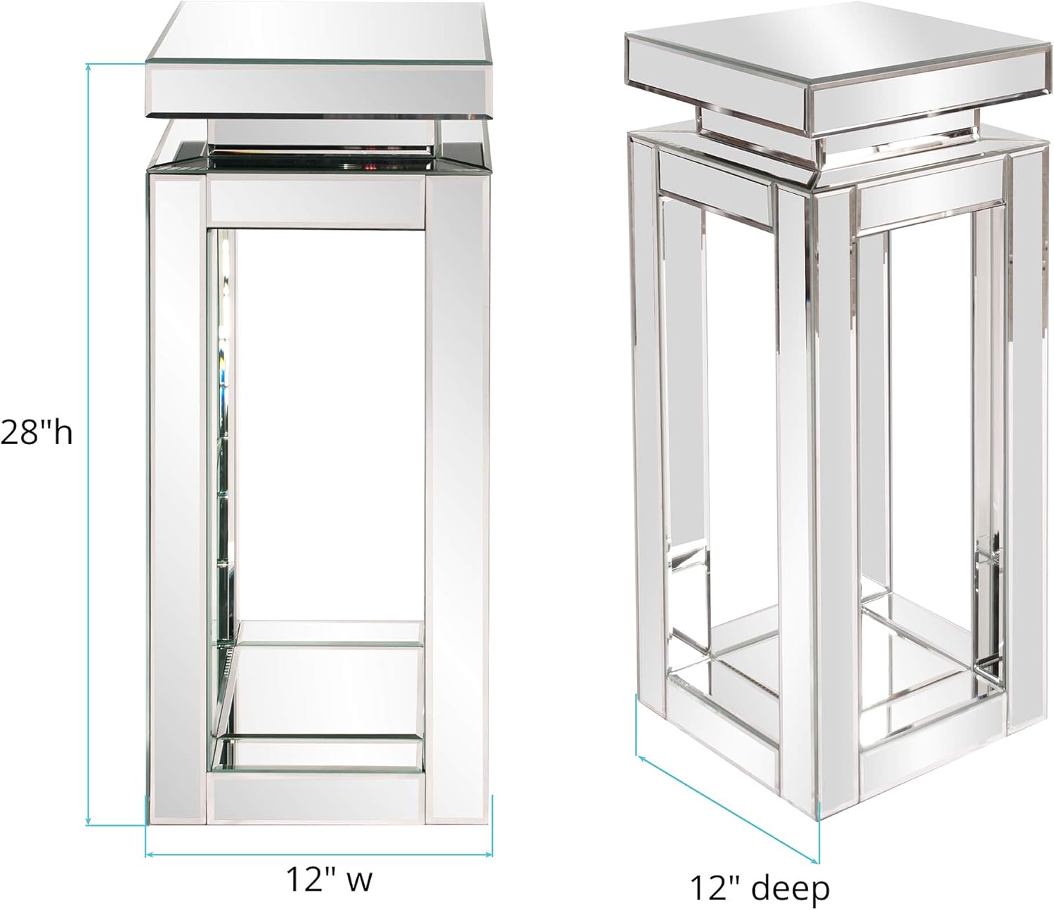 Howard Elliott Small Silver Mirrored Pedestal Accent Table