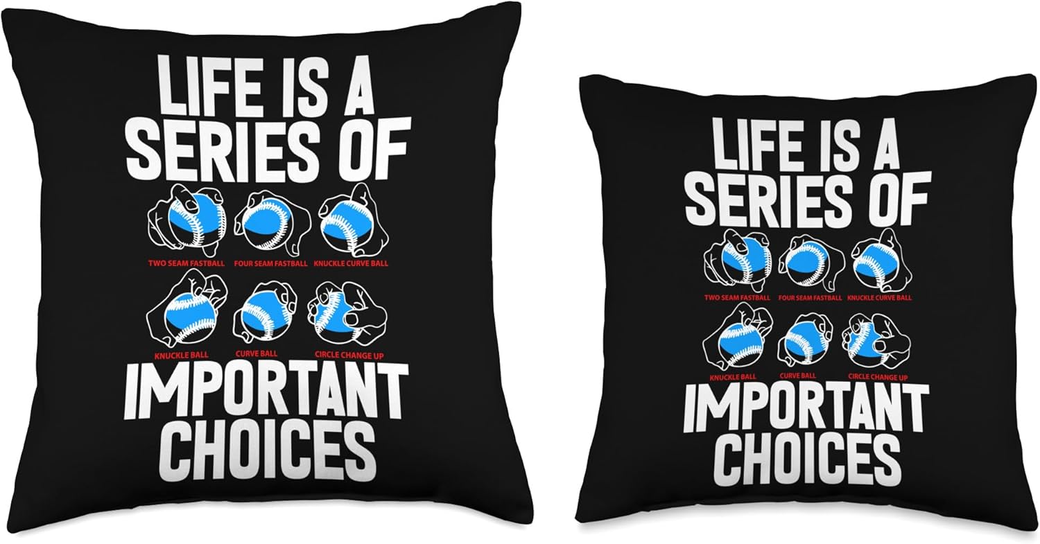 Life Is A Series Of Important Choices Baseball Throw Pillow